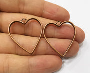 4 Heart Bezel Charms Antique Copper Plated Charms (33x29mm) G19411
