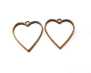 4 Heart Bezel Charms Antique Copper Plated Charms (33x29mm) G19411