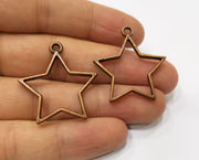 4 Star Bezel Charms Antique Copper Plated Charms (33x31mm) G19415