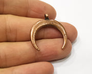 2 Crescent Moon Charm Antique Copper Plated Charms (29x28mm)  G19416