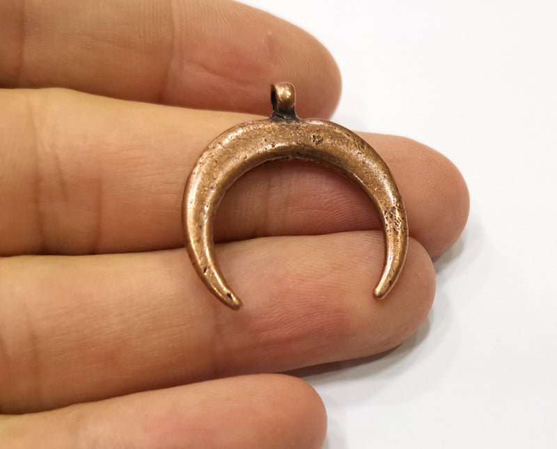 2 Crescent Moon Charm Antique Copper Plated Charms (29x28mm)  G19416
