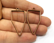 4 Copper Bezel Charms Antique Copper Plated Charms (43x21mm) G19417