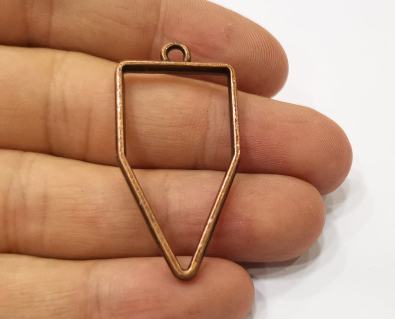 4 Copper Bezel Charms Antique Copper Plated Charms (43x21mm) G19417