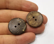 4 Coconut Wood Button Coconut Tree Natural Sew-on Button 25 mm  G19422