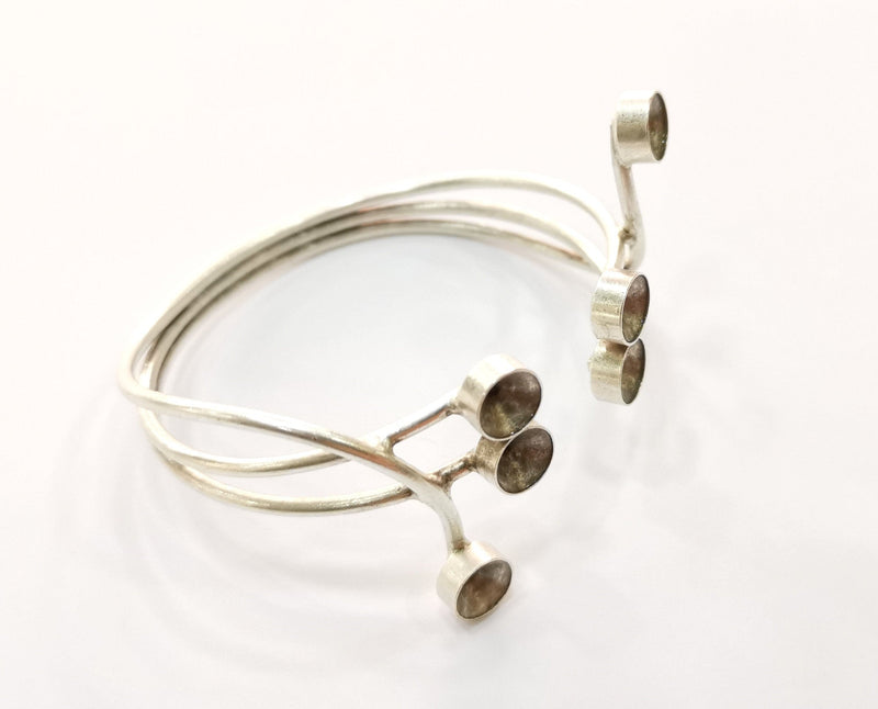 Silver Bracelet Blanks  Cuff Blanks Adjustable Blank Antique Silver Plated Brass ( 7mm Cone Blanks ) G19422
