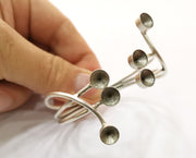 Silver Bracelet Blanks  Cuff Blanks Adjustable Blank Antique Silver Plated Brass ( 7mm Cone Blanks ) G19422
