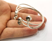 Silver Bracelet Blanks  Cuff Blanks Adjustable Blank Antique Silver Plated Brass ( 7mm Cone Blanks ) G19422