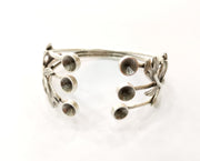 Leaves Silver Bracelet Blanks Cuff Blanks Adjustable Blank Antique Silver Plated Brass ( 7mm Cone Blanks ) G19425