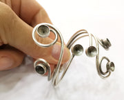 Silver Bracelet Blanks Cuff Blanks Adjustable Blank Antique Silver Plated Brass ( 7mm Cone Blanks ) G19430