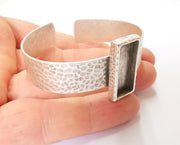 Bracelet Blank Resin Bangle Dry Flower inlay Blank Cuff Bezel Glass Cabochon Base Hammered Adjustable Antique Silver (25x10mm ) G19863