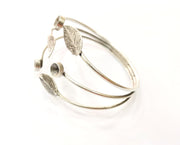 Leaf Silver Bracelet Blanks Cuff Blanks Adjustable Blank Antique Silver Plated Brass ( 7mm Cone Blanks ) G19433
