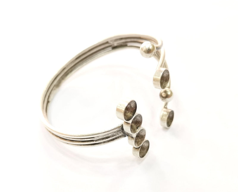 Silver Bracelet Blanks Cuff Blanks Adjustable Blank Antique Silver Plated Brass ( 7mm Cone Blanks ) G19434