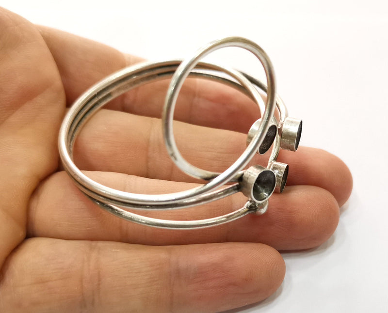 Silver Bracelet Blanks Cuff Blanks Adjustable Blank Antique Silver Plated Brass ( 7mm Cone Blanks ) G19437