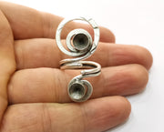 Ring Blank Setting Ring Base Bezel inlay Ring Backs Glass Cabochon Mounting Adjustable Antique Silver Plated Ring (7mm Cone Blanks ) G19438