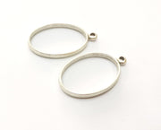 4 Oval Bezel Charms Antique Silver Plated Charms (39x23mm) G19439