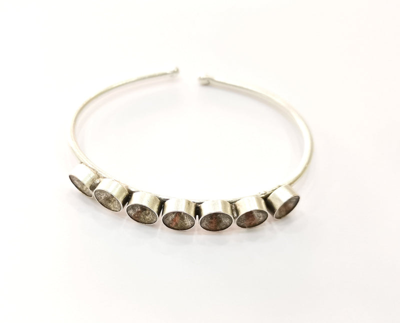 Silver Bracelet Blanks Cuff Blanks Adjustable Blank Antique Silver Plated Brass ( 7mm Cone Blanks ) G19440