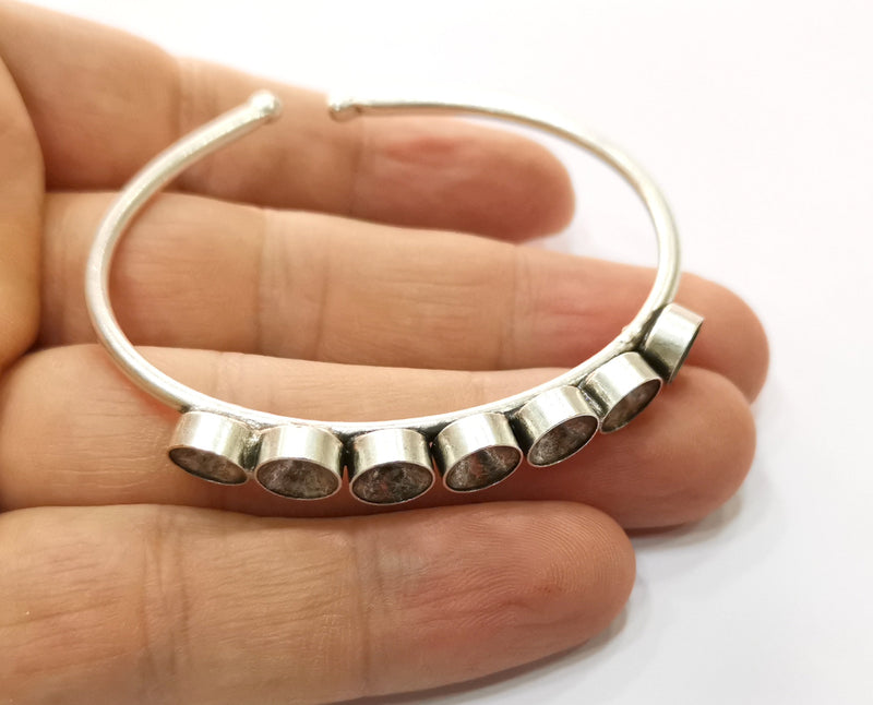 Silver Bracelet Blanks Cuff Blanks Adjustable Blank Antique Silver Plated Brass ( 7mm Cone Blanks ) G19440