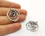 4 Silver Charms Antique Silver Plated Charms (31x27mm)  G19443