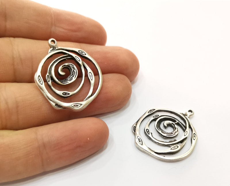 4 Silver Charms Antique Silver Plated Charms (31x27mm)  G19443