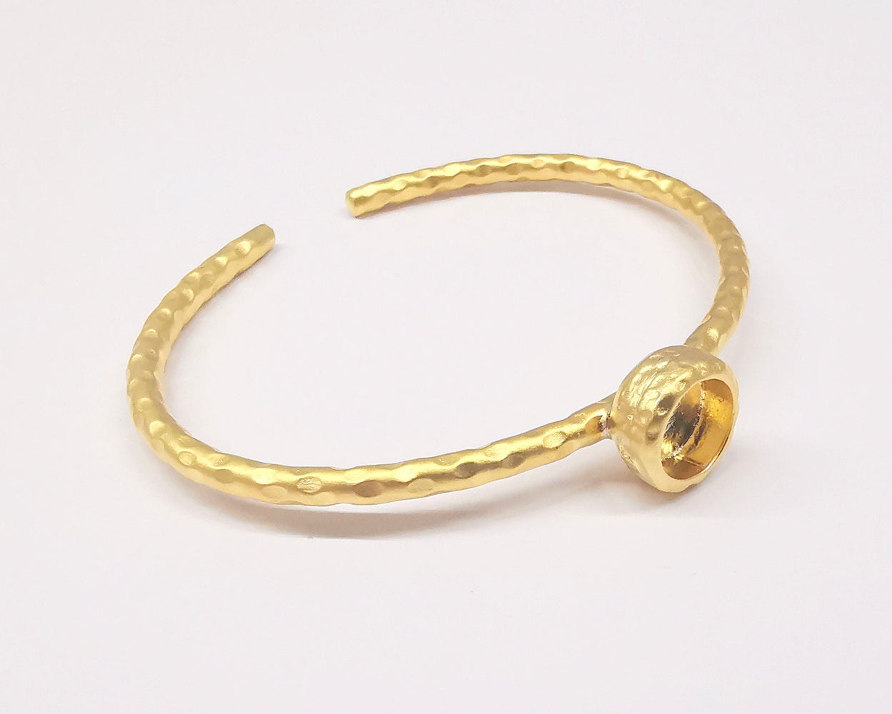 Matte Gold Hammered Bracelet Blanks Settings Cuff Blanks Resin Blank İnlay Blank Adjustable Bracelet Gold Plated Bracelet (8 mm ) G19865