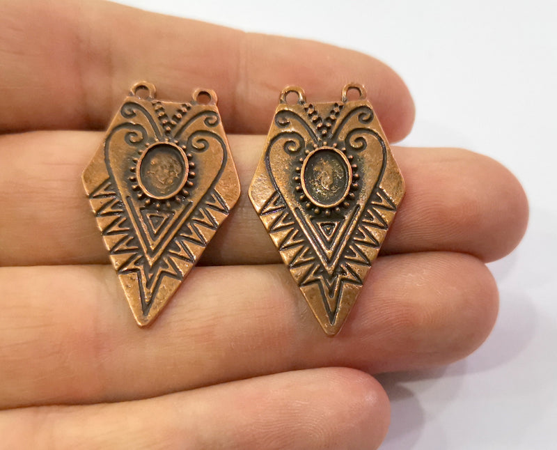 2 Copper Charms Connector Antique Copper Plated Charms (36x21mm)  G19445