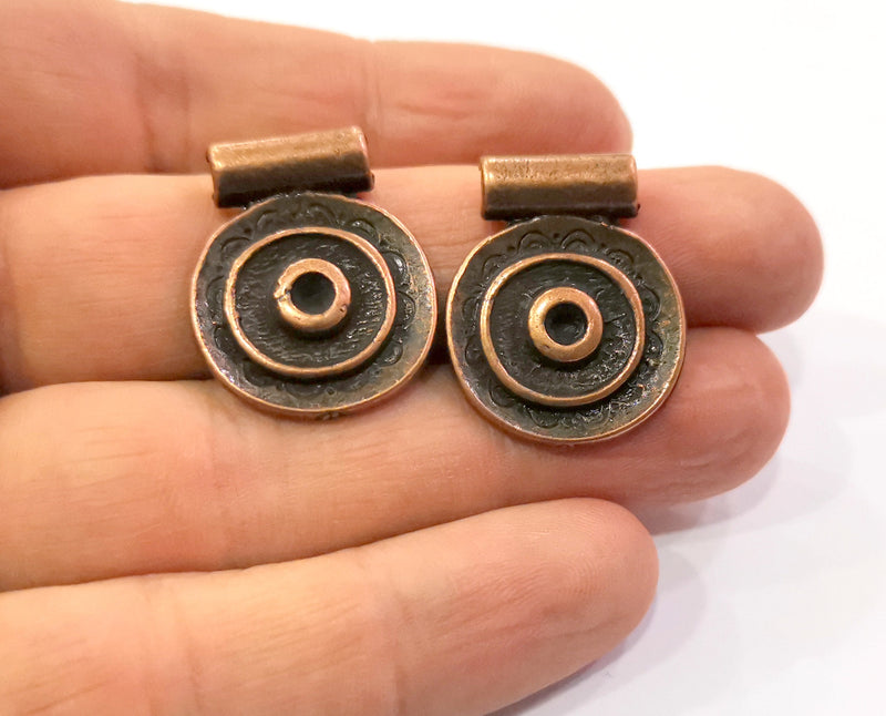2 Copper Charms Antique Copper Plated Charms (27x22mm)  G19446