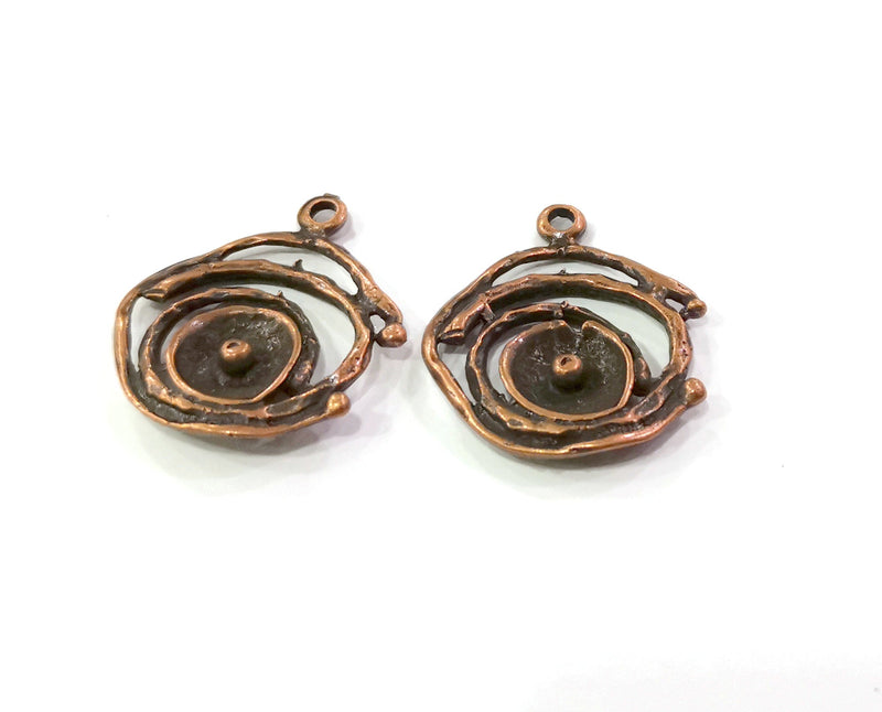 2 Copper Charms Antique Copper Plated Charm (32x28mm) G19450