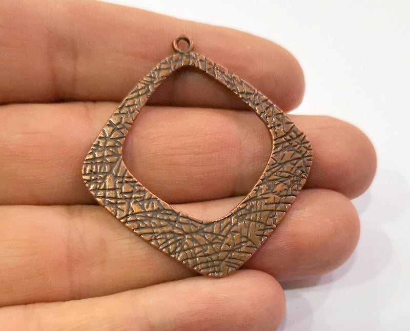 2 Copper Charms Double sided (Both Side Same) Antique Copper Plated Charms (46x42mm)  G20303
