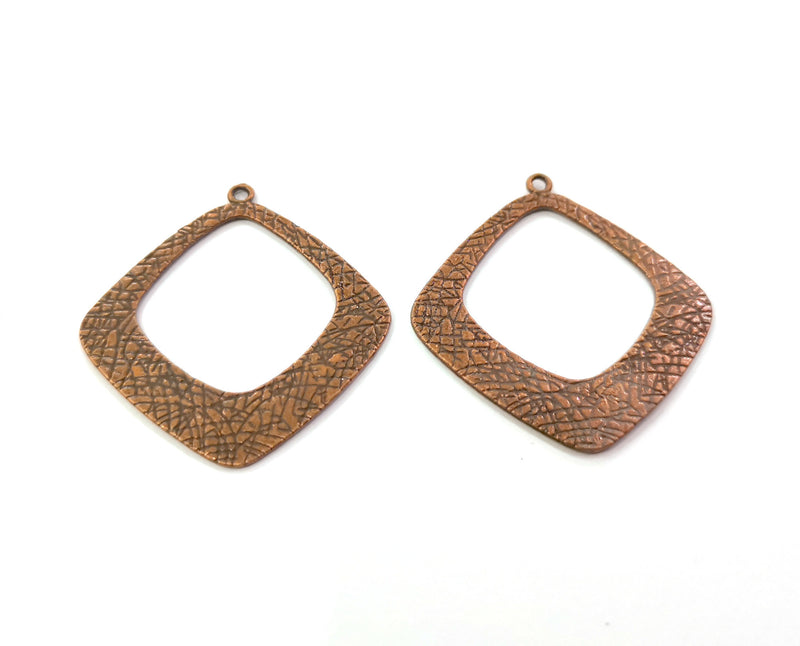 2 Copper Charms Double sided (Both Side Same) Antique Copper Plated Charms (46x42mm)  G20303