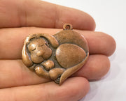 2 Dog Charms Antique Copper Plated Charms (37x40mm)  G19453