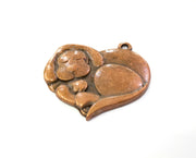 2 Dog Charms Antique Copper Plated Charms (37x40mm)  G19453
