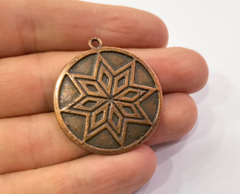 2 Copper Charms Antique Copper Plated Charms (38x35mm)  G19454