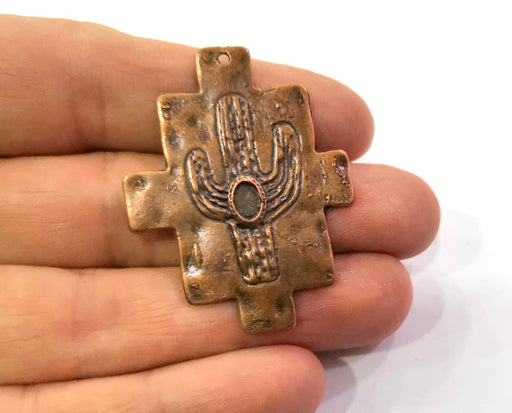 2 Cactus Charms Antique Copper Plated Charms (48x37mm)  G19456