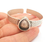 Bracelet Blank Resin Bangle Dry Flower inlay Blank Cuff Bezel Glass Cabochon Base Hammered Adjustable Antique Silver (18x13mm ) G19870