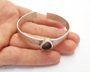 Bracelet Blank Resin Bangle Dry Flower inlay Blank Cuff Bezel Glass Cabochon Base Hammered Adjustable Antique Silver (14x10mm ) G19873
