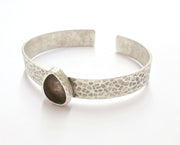 Bracelet Blank Resin Bangle Dry Flower inlay Blank Cuff Bezel Glass Cabochon Base Hammered Adjustable Antique Silver (14x10mm ) G19873