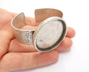 Bracelet Blank Resin Bangle Dry Flower inlay Blank Cuff Bezel Glass Cabochon Base Hammered Adjustable Antique Silver (30mm ) G19874