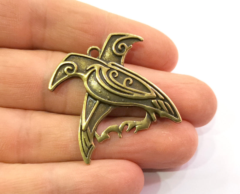 2 Bird Charms Antique Bronze Plated Charms (34x32mm) G19809