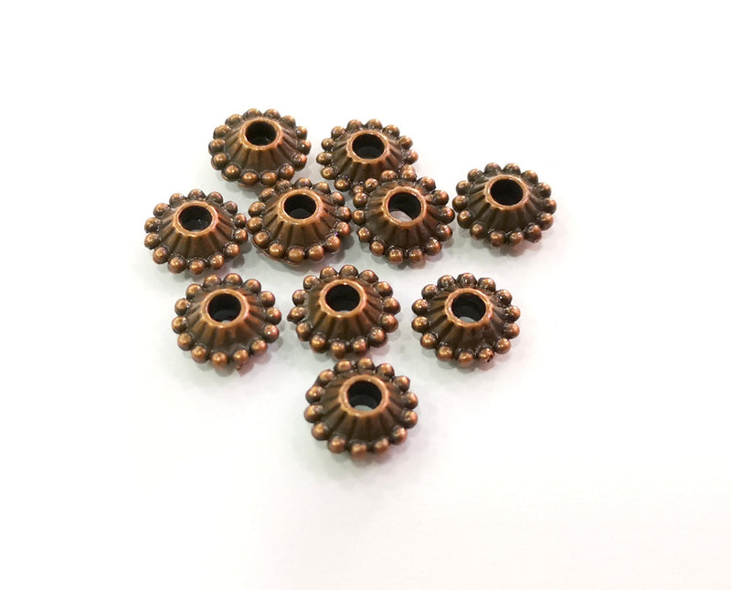 10 Copper Rondelle Beads Antique Copper Plated Beads (10mm)  G19464