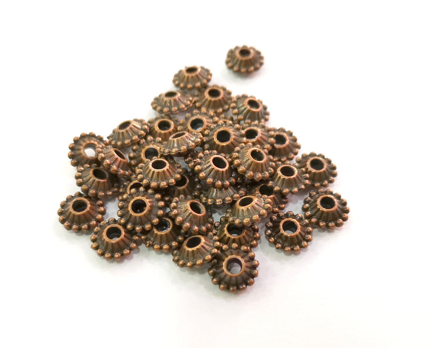 10 Copper Rondelle Beads Antique Copper Plated Beads (10mm)  G19464