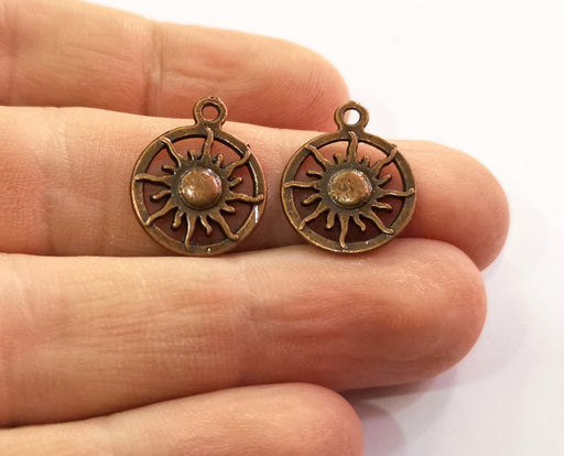 10 Sun Charms Antique Copper Plated Charms (20x16mm)  G19466