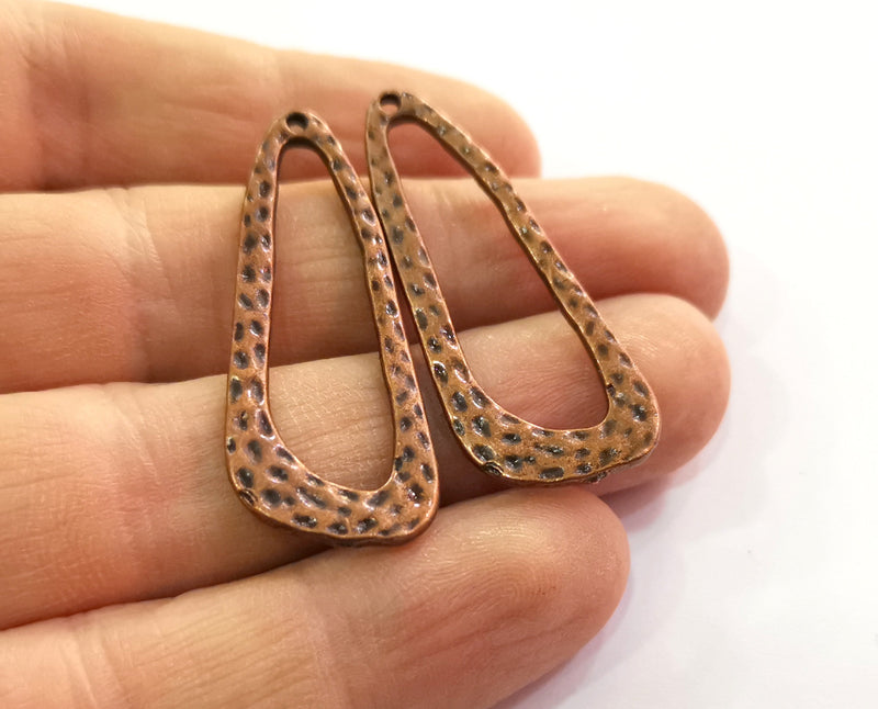 2 Hammered Charms Antique Copper Plated Charms Double sided (Both side Same) (42x17mm)  G19472