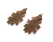 2 Leaf Charms Antique Copper Plated Charms Double sided (47x26mm) G19474