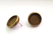 Earring Blank Backs Antique Bronze Resin Base inlay Blank Cabochon Mountings Setting Antique Bronze Plated Metal (18mm blank) 1 pair G19475