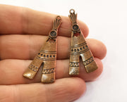 2 Copper Tepee Charms Antique Copper Plated Charms (51x21mm)  G19476