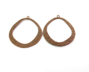 2 Copper Charms Double sided Antique Copper Plated Charms (45x48mm)  G19479