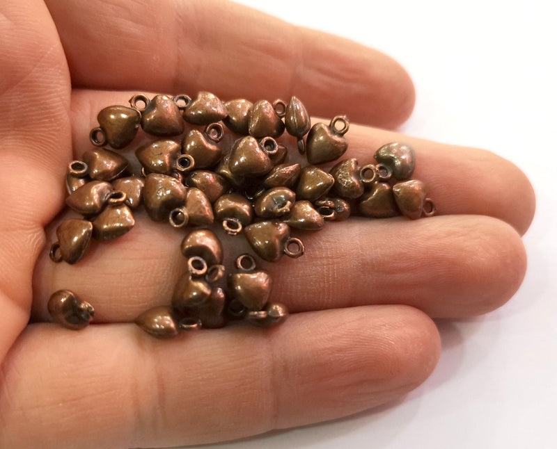 20 Heart Charms Antique Copper Plated Charms (9x7mm)  G19483