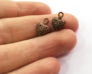 10 Heart Charms Antique Copper Plated Charms (14x10mm)  G19484
