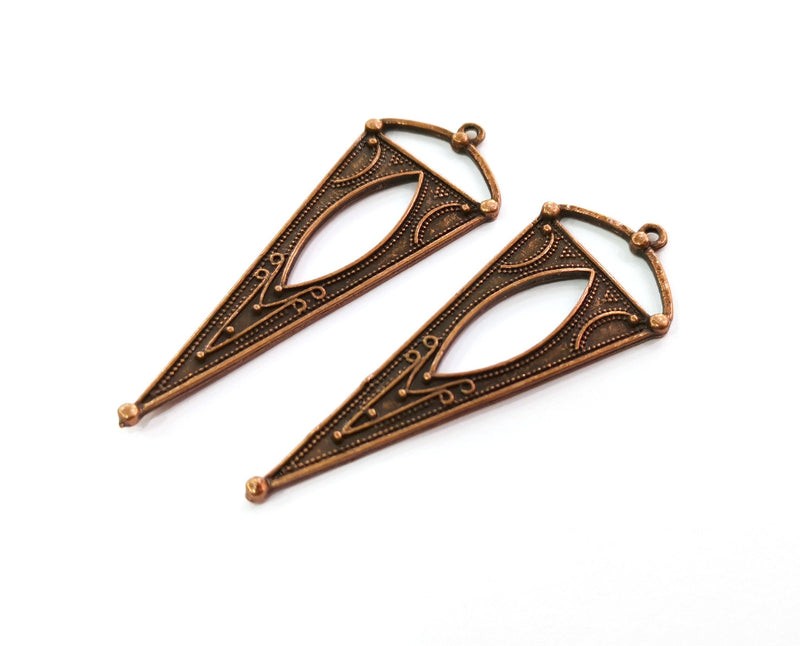 2 Copper Charms Antique Copper Plated Charms (65x25mm)  G19485