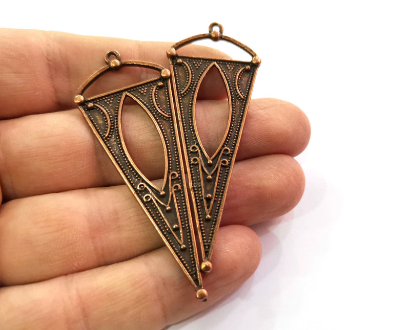 2 Copper Charms Antique Copper Plated Charms (65x25mm)  G19485